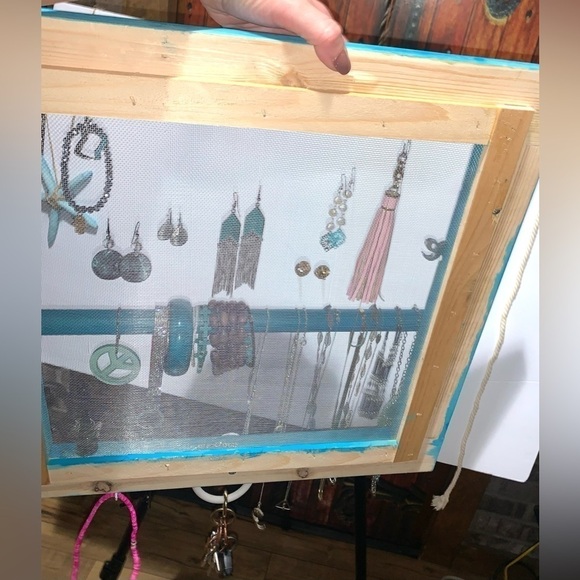 New Handmade Rustic Jewelry Hanging Display/Organizer Turquoise Mother’s Day - Picture 9 of 12